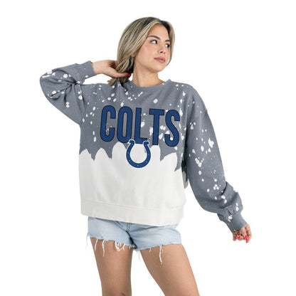 Indianapolis Colts Gameday Couture Women's Oversized Faded Wash Tri-Blend Pullover Sweatshirt - Gray discount