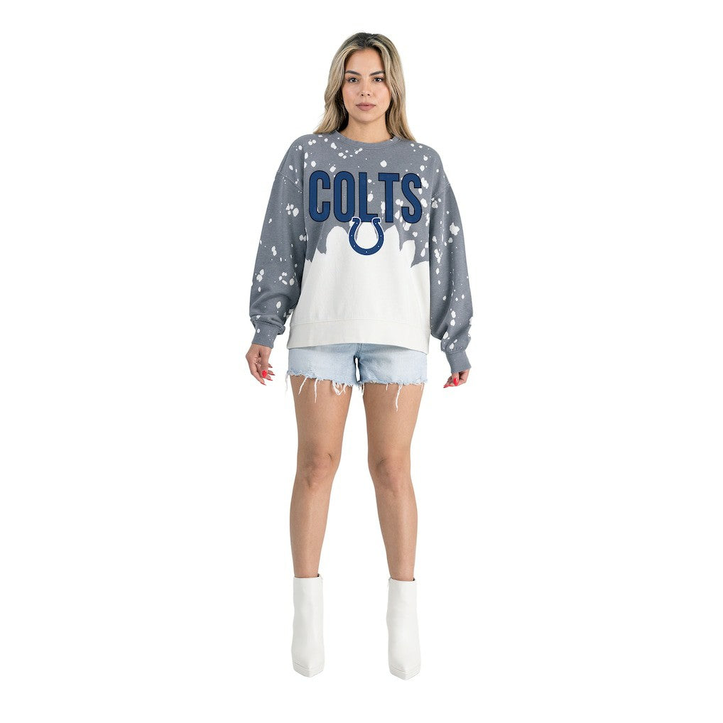 Indianapolis Colts Gameday Couture Women's Oversized Faded Wash Tri-Blend Pullover Sweatshirt - Gray discount