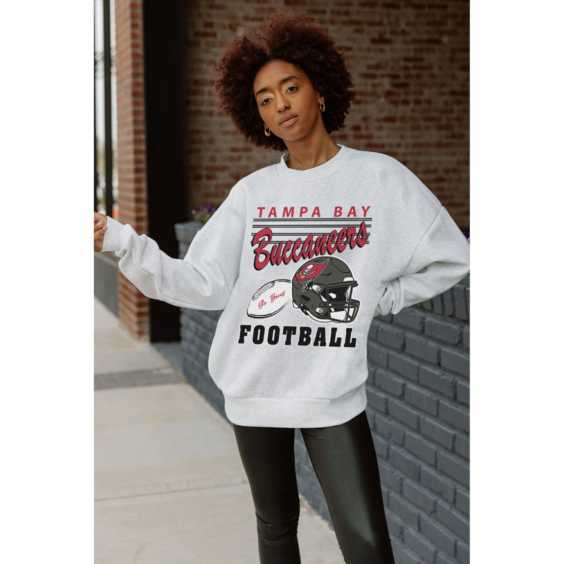 Tampa Bay Buccaneers Gameday Couture Women's Home Turf Oversized Premium Fleece Pullover Sweatshirt - Ash sale