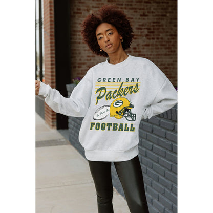 Green Bay Packers Gameday Couture Women's Home Turf Oversized Premium Fleece Pullover Sweatshirt - Ash sale
