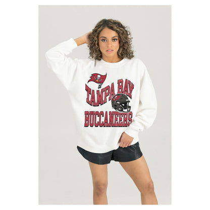 Tampa Bay Buccaneers Gameday Couture Women's Oversized Hard Earned Premium Fleece Pullover Sweatshirt - White cheap