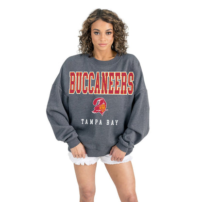 Tampa Bay Buccaneers Gameday Couture Women's Bring Your Energy Oversized Premium Fleece Pullover Sweatshirt - Charcoal sale