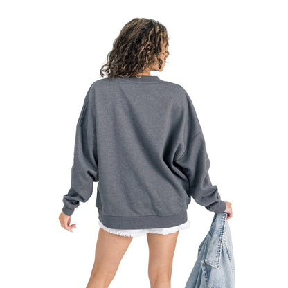 New England Patriots Gameday Couture Women's Long Weekends Oversized Premium Fleece Pullover Sweatshirt - Charcoal sale