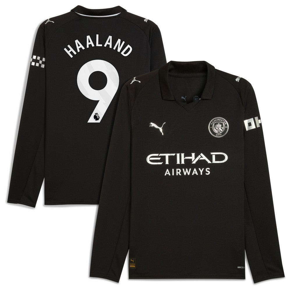 Erling Haaland Manchester City 2025/26 Away Replica Long Sleeve Player Jersey - Black | Puma discount