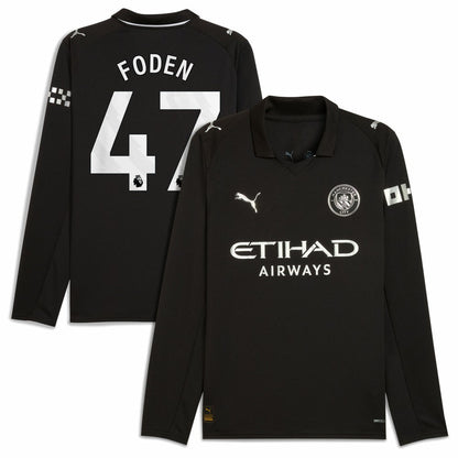 Phil Foden Manchester City Away 2025/26 Replica Long Sleeve Player Jersey - Black | Puma online