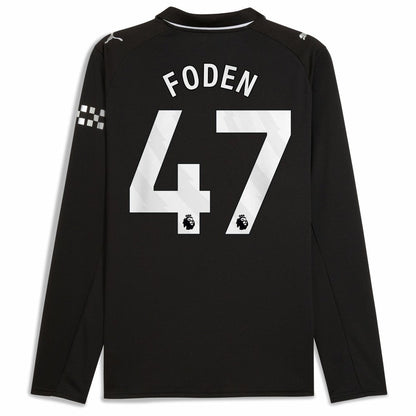 Phil Foden Manchester City Away 2025/26 Replica Long Sleeve Player Jersey - Black | Puma online