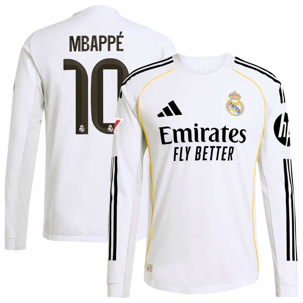 Kylian Mbappé Real Madrid 2025/26 Home Long Sleeve Player Jersey - White | Adidas sale