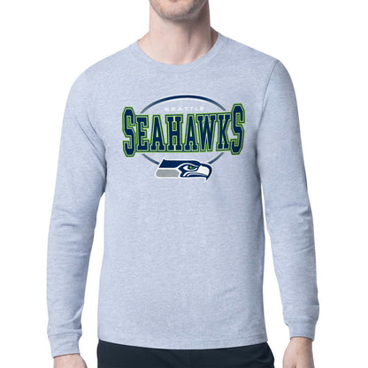 Seattle Seahawks Starter Team Track Graphic Long Sleeve T-Shirt - Heather Gray discount