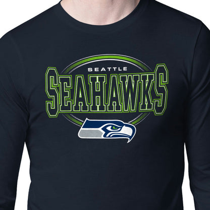Seattle Seahawks Starter Team Track Graphic Long Sleeve T-Shirt - College Navy for sale