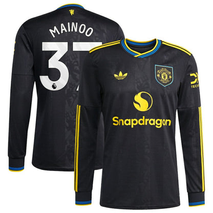 Kobbie Mainoo Manchester United 2025/26 Third Replica Long Sleeve Player Jersey - Black | Adidas for sale