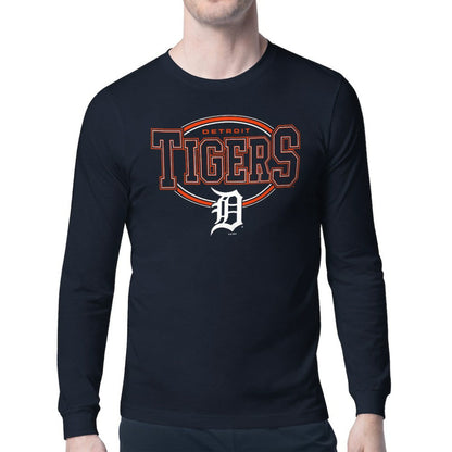 Detroit Tigers Starter Team Track Graphic Long Sleeve T-Shirt - Navy