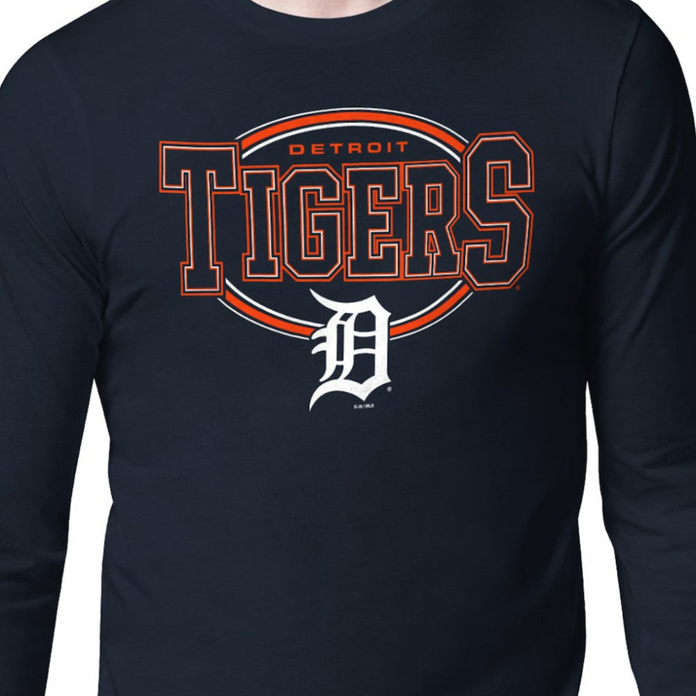Detroit Tigers Starter Team Track Graphic Long Sleeve T-Shirt - Navy
