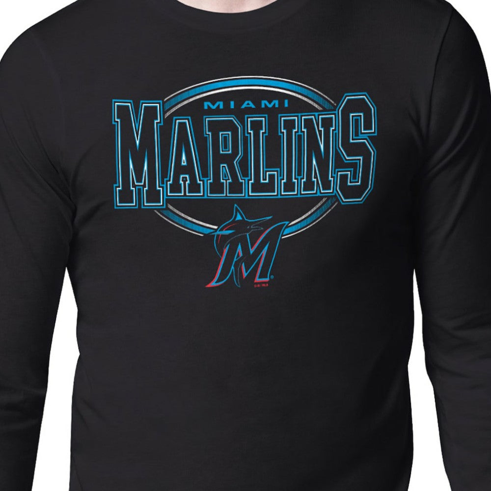 Miami Marlins Starter Team Track Graphic Long Sleeve T-Shirt - Black