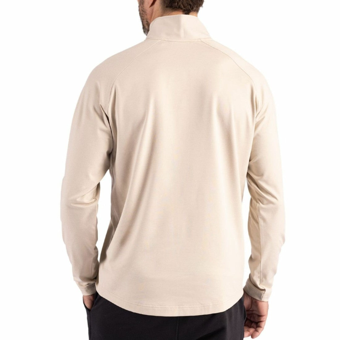 Green Bay Packers Cutter & Buck Adapt Eco Knit Hybrid Recycled Quarter-Zip Jacket - Light Brown for sale