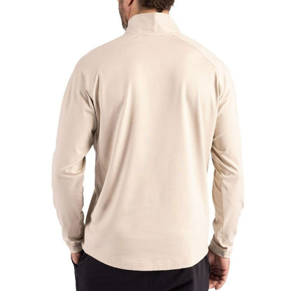 San Francisco 49ers Cutter & Buck Adapt Eco Knit Hybrid Recycled Quarter-Zip Jacket - Light Brown on sale