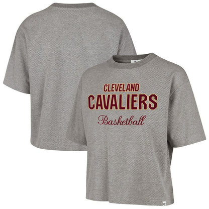 Cleveland Cavaliers '47 Women's Pivot Drop Needle Cropped T-Shirt sale - Gray | 47 brand discount
