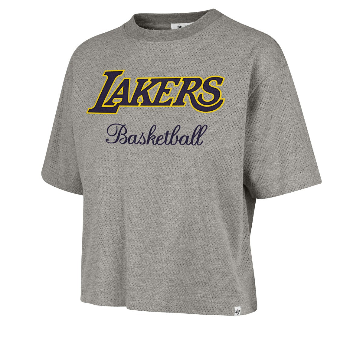 Los Angeles Lakers '47 Women's Pivot Drop Needle Cropped T-Shirt - Gray | 47 brand discount