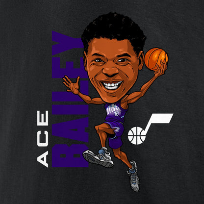 Ace Bailey Utah Jazz Caricature T-Shirt - Black for sale
