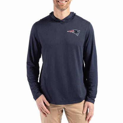 New England Patriots Cutter & Buck Coastline Epic Comfort Eco Recycled Long Sleeve Hoodie T-Shirt - Navy cheap