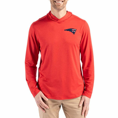 New England Patriots Cutter & Buck Americana Coastline Epic Comfort Eco Recycled Long Sleeve Hoodie T-Shirt - Red discount