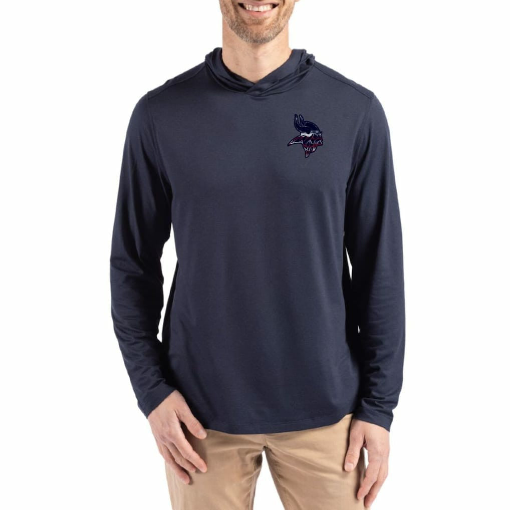 Minnesota Vikings Cutter & Buck Americana Coastline Epic Comfort Eco Recycled Long Sleeve Hoodie T-Shirt - Navy cheap