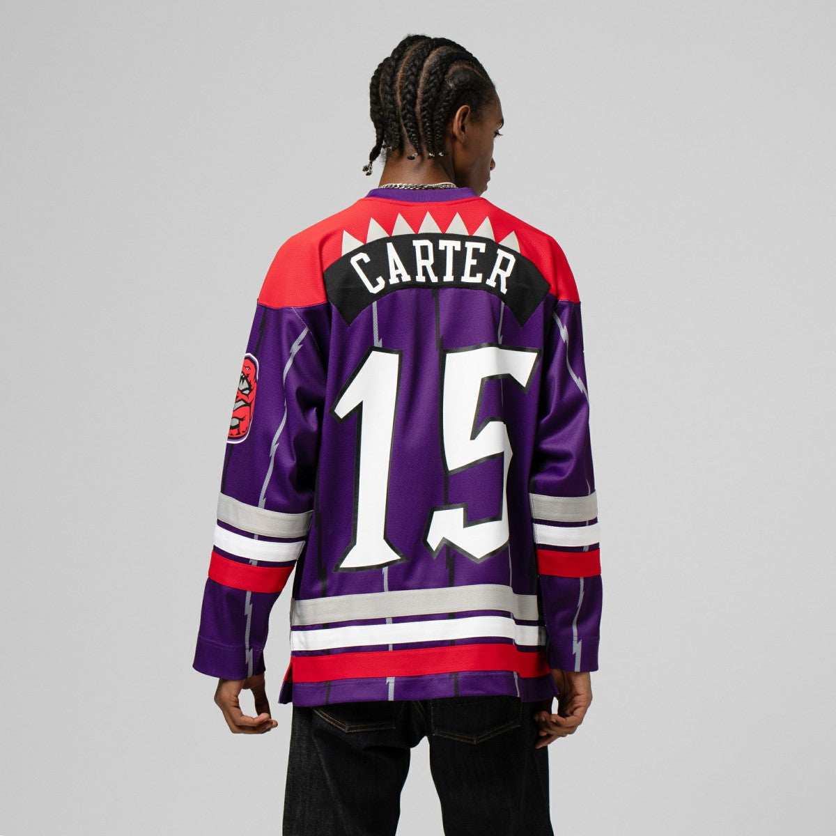Vince Carter Toronto Raptors Unisex Maxxed Out Fashion Hockey Jersey - Purple | Mitchell & Ness shop