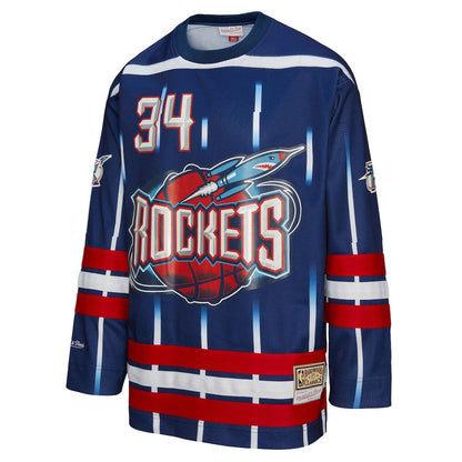 Hakeem Olajuwon Houston Rockets Unisex Maxxed Out Fashion Hockey Jersey - Navy | Mitchell & Ness for sale