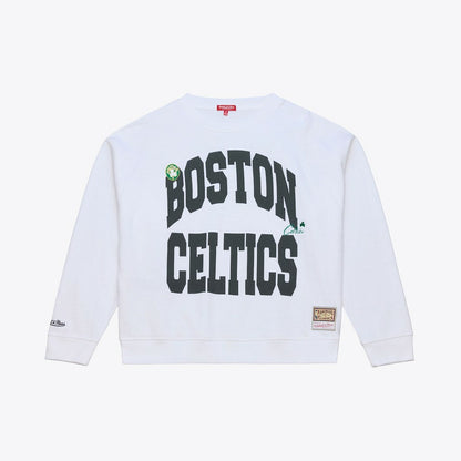 Boston Celtics Women's Lightweight Block Letter Sweatshirt - White | Mitchell & Ness shop