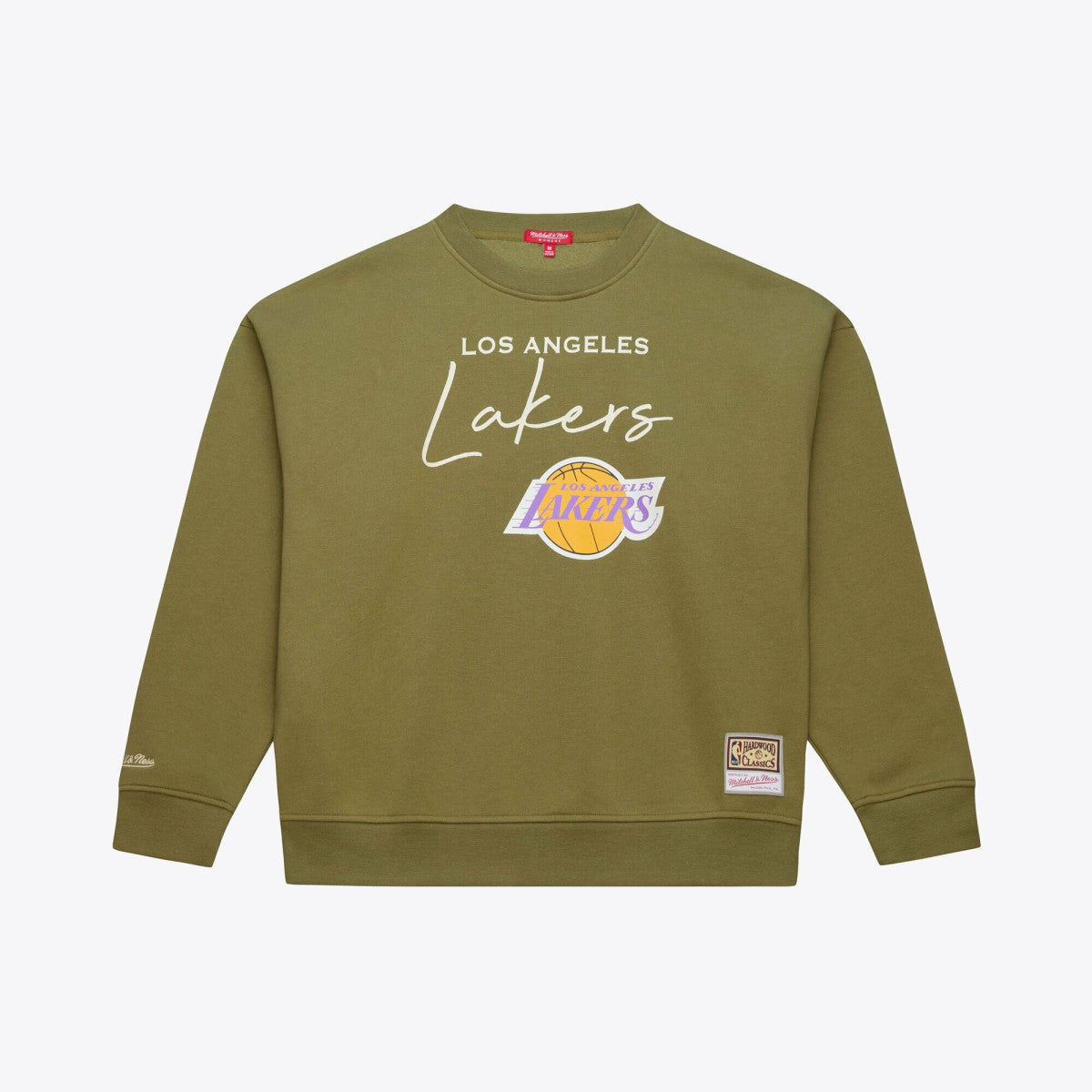 Los Angeles Lakers Women's Lightweight Script Sweatshirt - Olive | Mitchell & Ness outlet