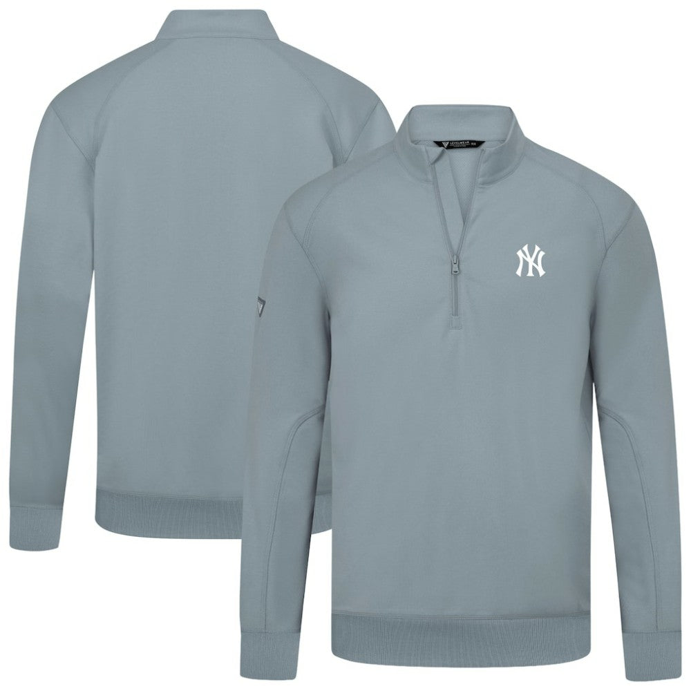 New York Yankees Levelwear Upright Insignia Tri-Blend Quarter-Zip Pullover - Gray