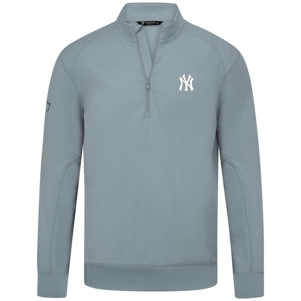 New York Yankees Levelwear Upright Insignia Tri-Blend Quarter-Zip Pullover - Gray