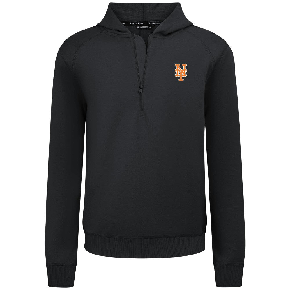 New York Mets Levelwear Technic Insignia Quarter-Zip Hoodie - Black
