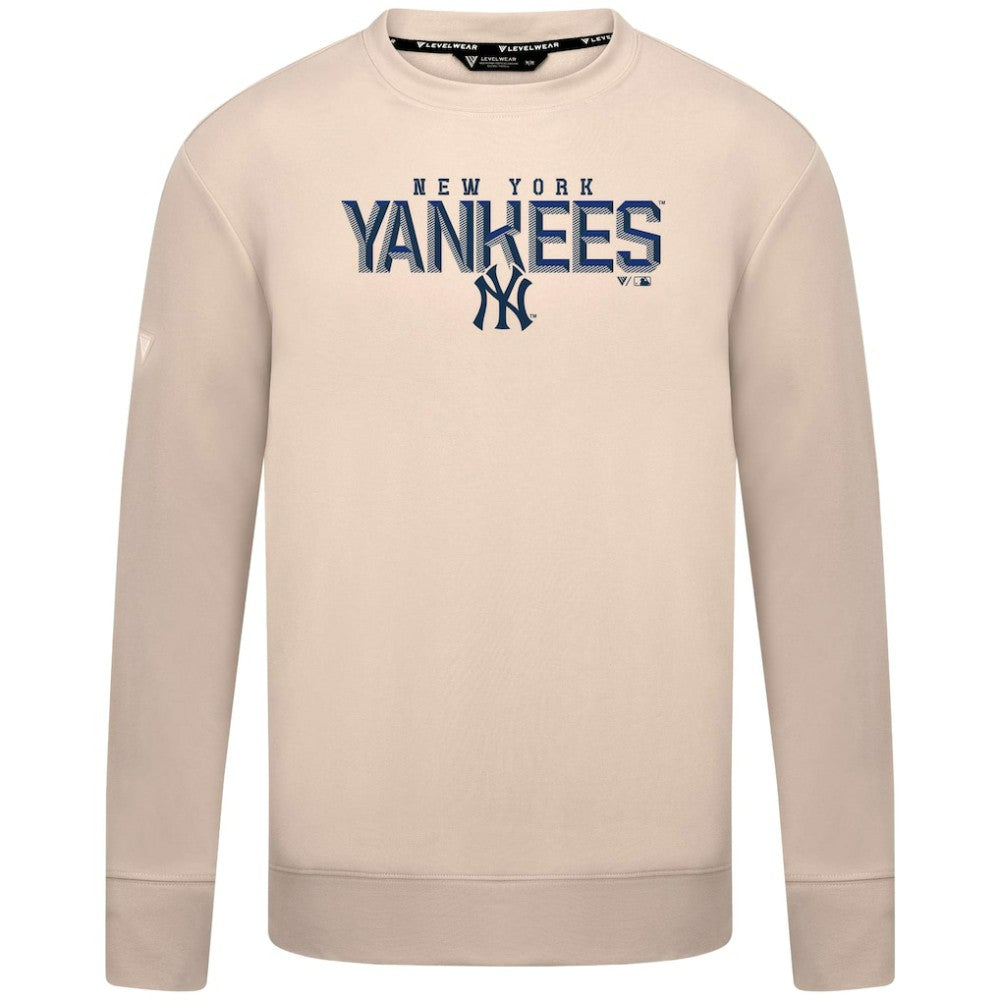 New York Yankees Levelwear Mandate Carve Tri-Blend Sweatshirt - Khaki