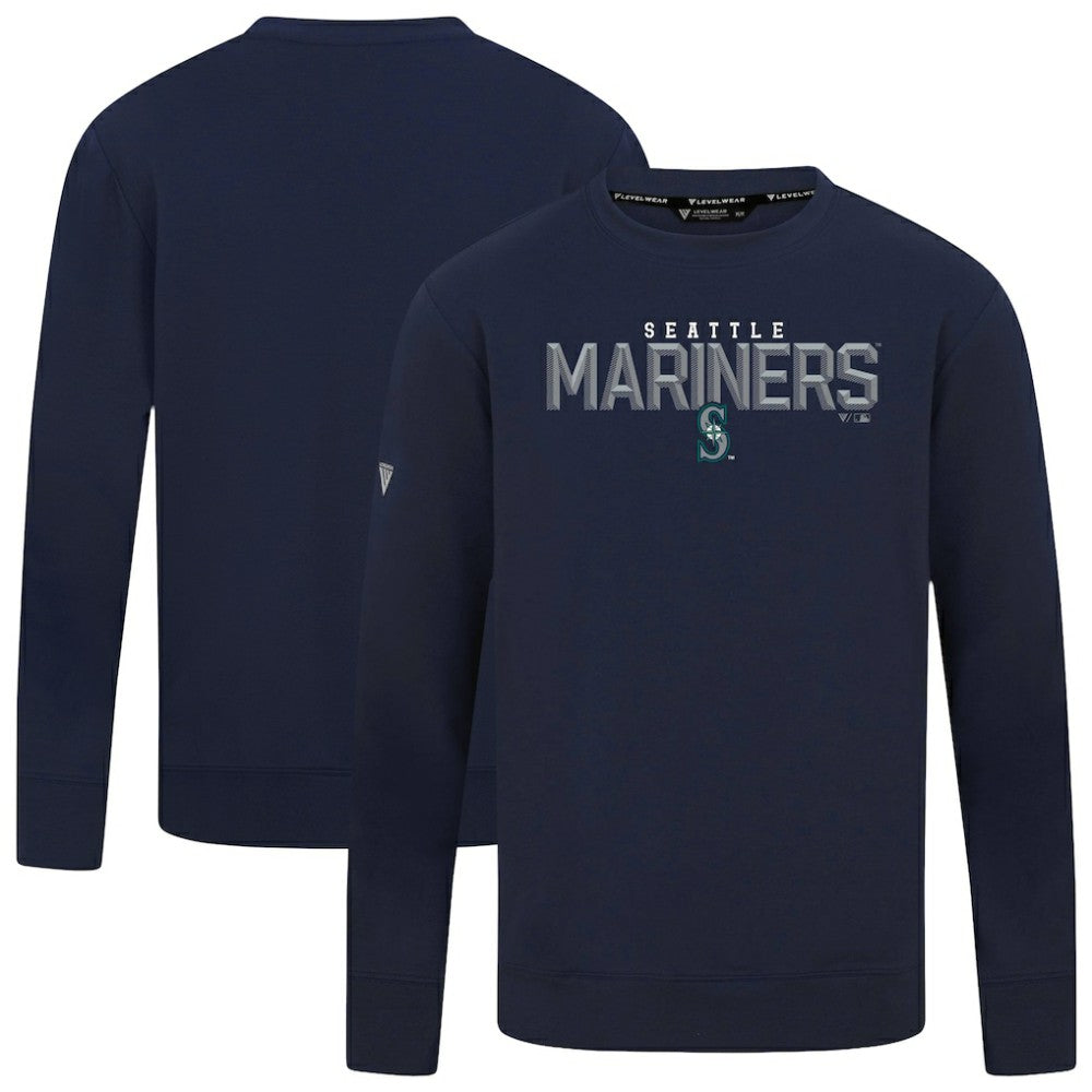 Seattle Mariners Levelwear Mandate Carve Tri-Blend Sweatshirt - Navy