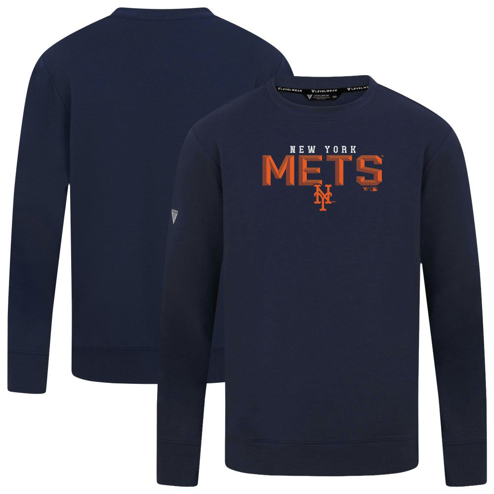 New York Mets Levelwear Mandate Carve Tri-Blend Sweatshirt - Navy