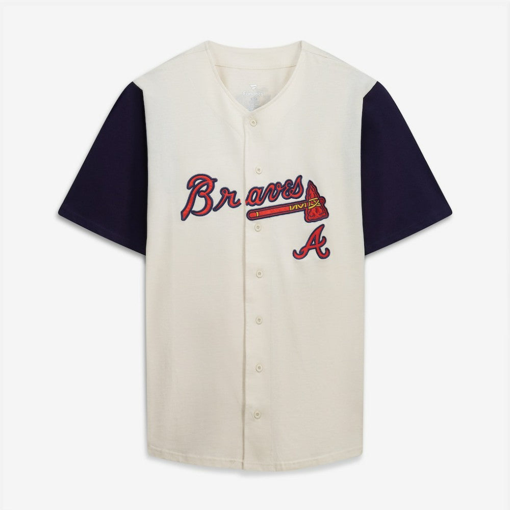 Atlanta Braves Profile Big & Tall Two-Color Fashion Jersey - Cream/Navy