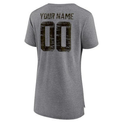 Cleveland Browns Women's Heritage Custom Name & Number Tri-Blend T-Shirt - Gray cheap