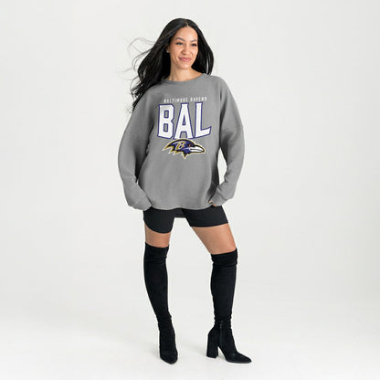 Baltimore Ravens Gameday Couture Women's Oversized Pure Motion Corded Sweatshirt - Gray discount