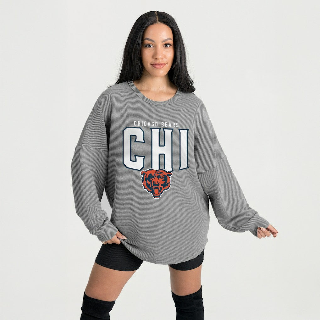 Chicago Bears Gameday Couture Women's Oversized Pure Motion Corded Sweatshirt - Gray cheap