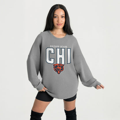 Chicago Bears Gameday Couture Women's Oversized Pure Motion Corded Sweatshirt - Gray cheap