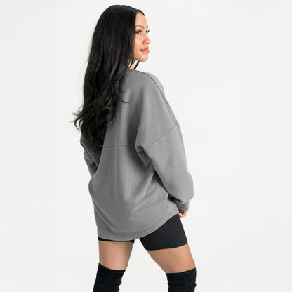 Carolina Panthers Gameday Couture Women's Oversized Sweet Victory Corded Sweatshirt - Gray discount