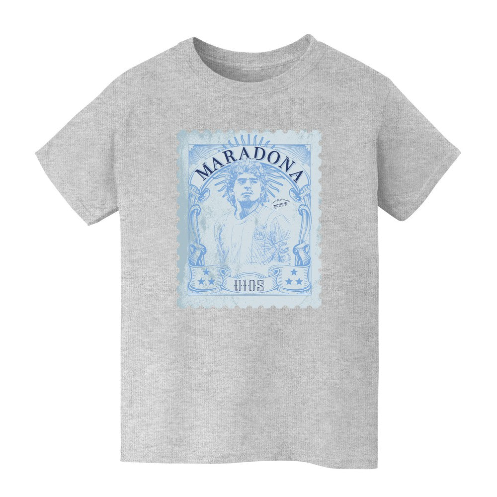 Diego Maradona Argentina National Team Vive La Fete Youth Vintage Stamp T-Shirt - Gray discount