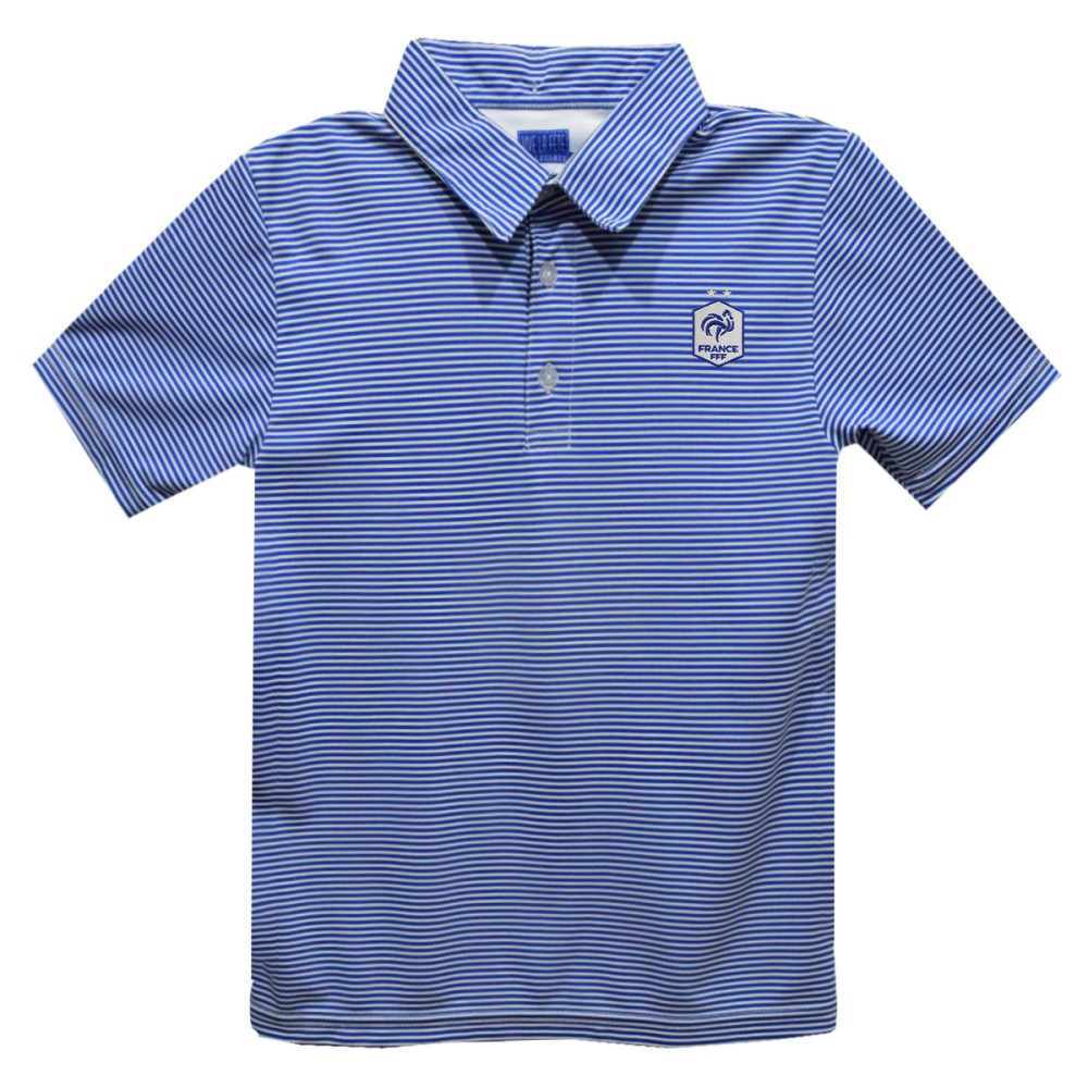 France National Team Vive La Fete Youth Pencil Stripe Polo - Royal online