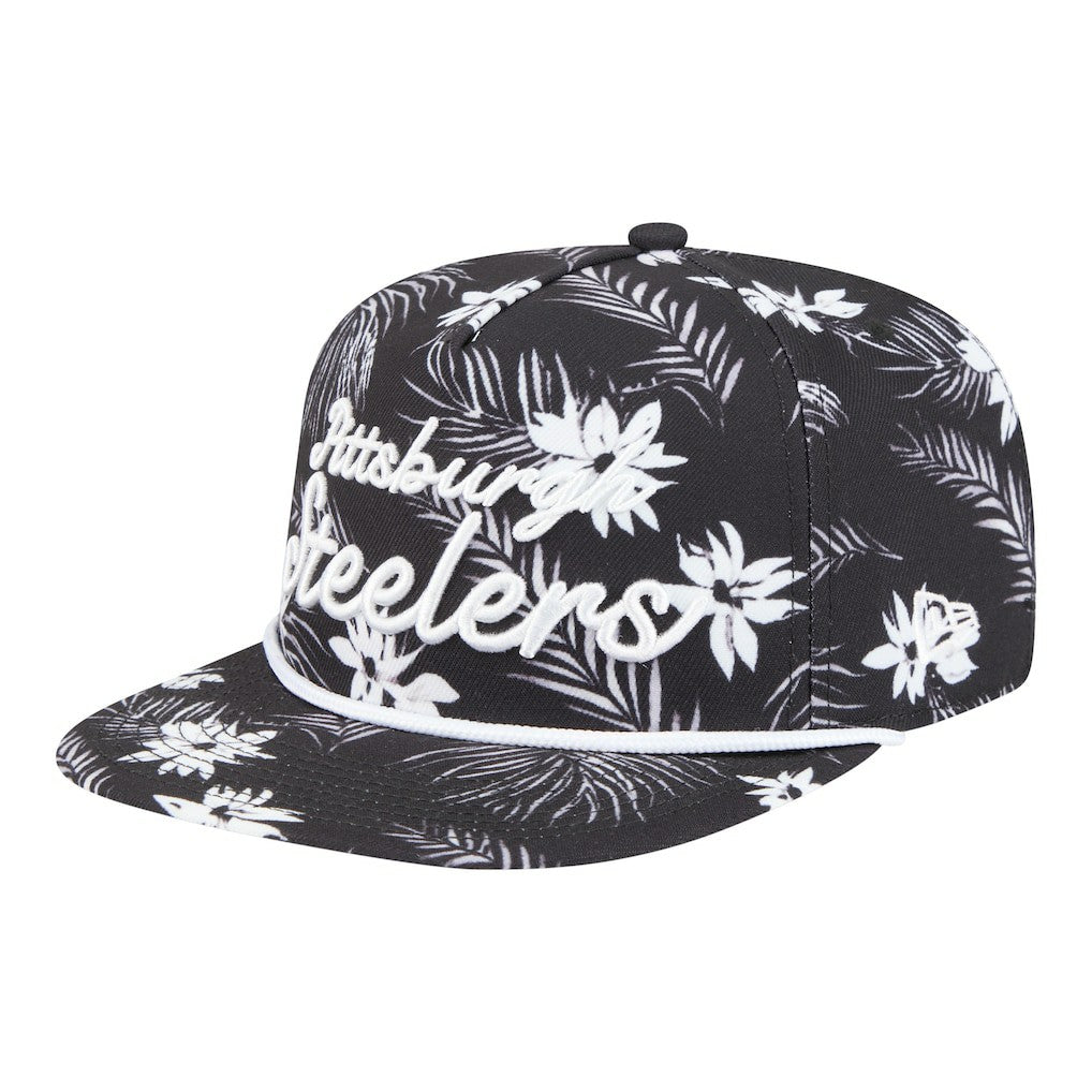 Pittsburgh Steelers New Era Palm Print A-Frame 9FIFTY Snapback Hat - Black on sale