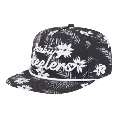 Pittsburgh Steelers New Era Palm Print A-Frame 9FIFTY Snapback Hat - Black on sale