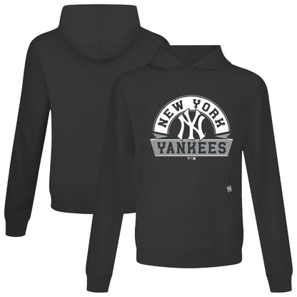 New York Yankees Levelwear Relay Banner Arch Pullover Hoodie - Black