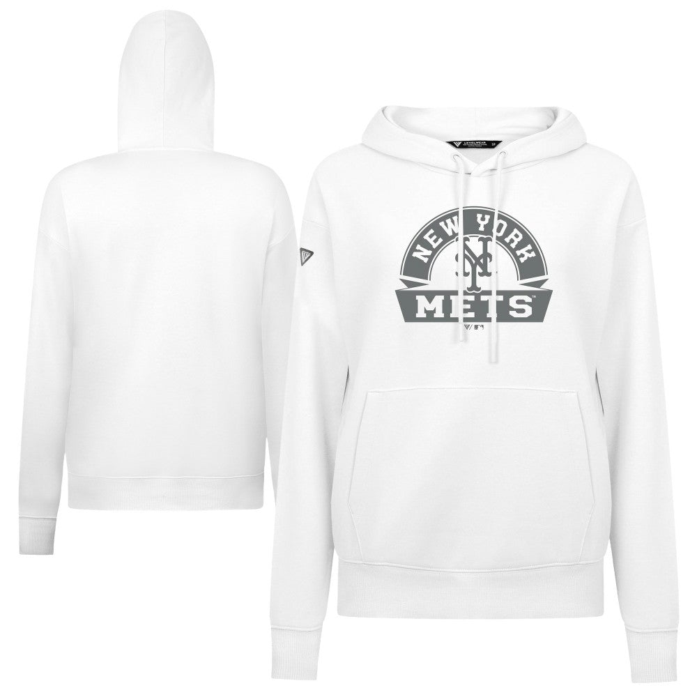 New York Mets Levelwear Women's Adorn Banner Arch Hoodie - White