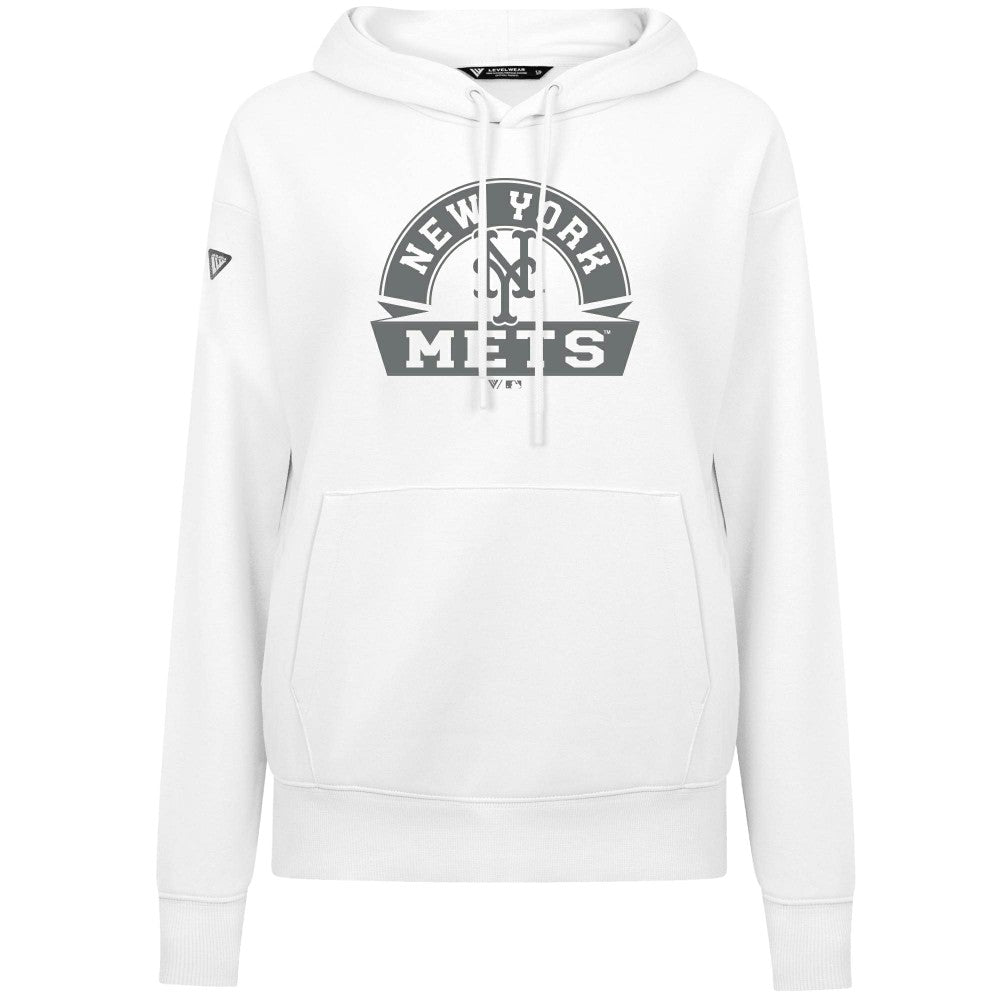 New York Mets Levelwear Women's Adorn Banner Arch Hoodie - White