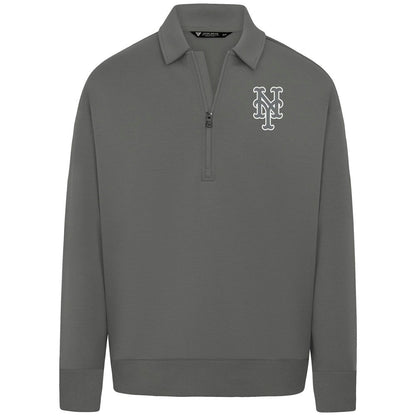 New York Mets Levelwear Women's Canmore Chenille Logo Quarter-Zip Top - Stone