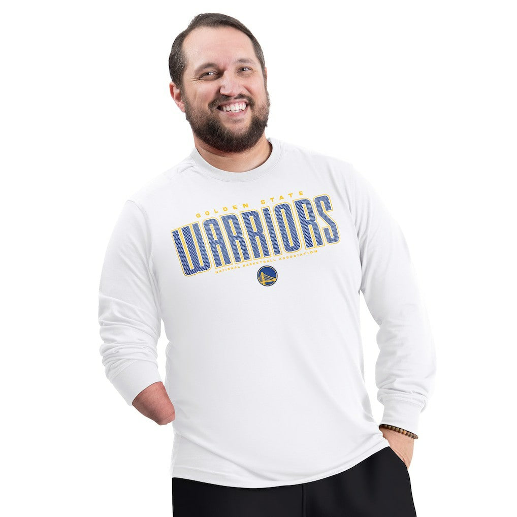 Golden State Warriors G-III Sports by Carl Banks Adaptive Printed Mesh Effect Long Sleeve T-Shirt sale - White shop